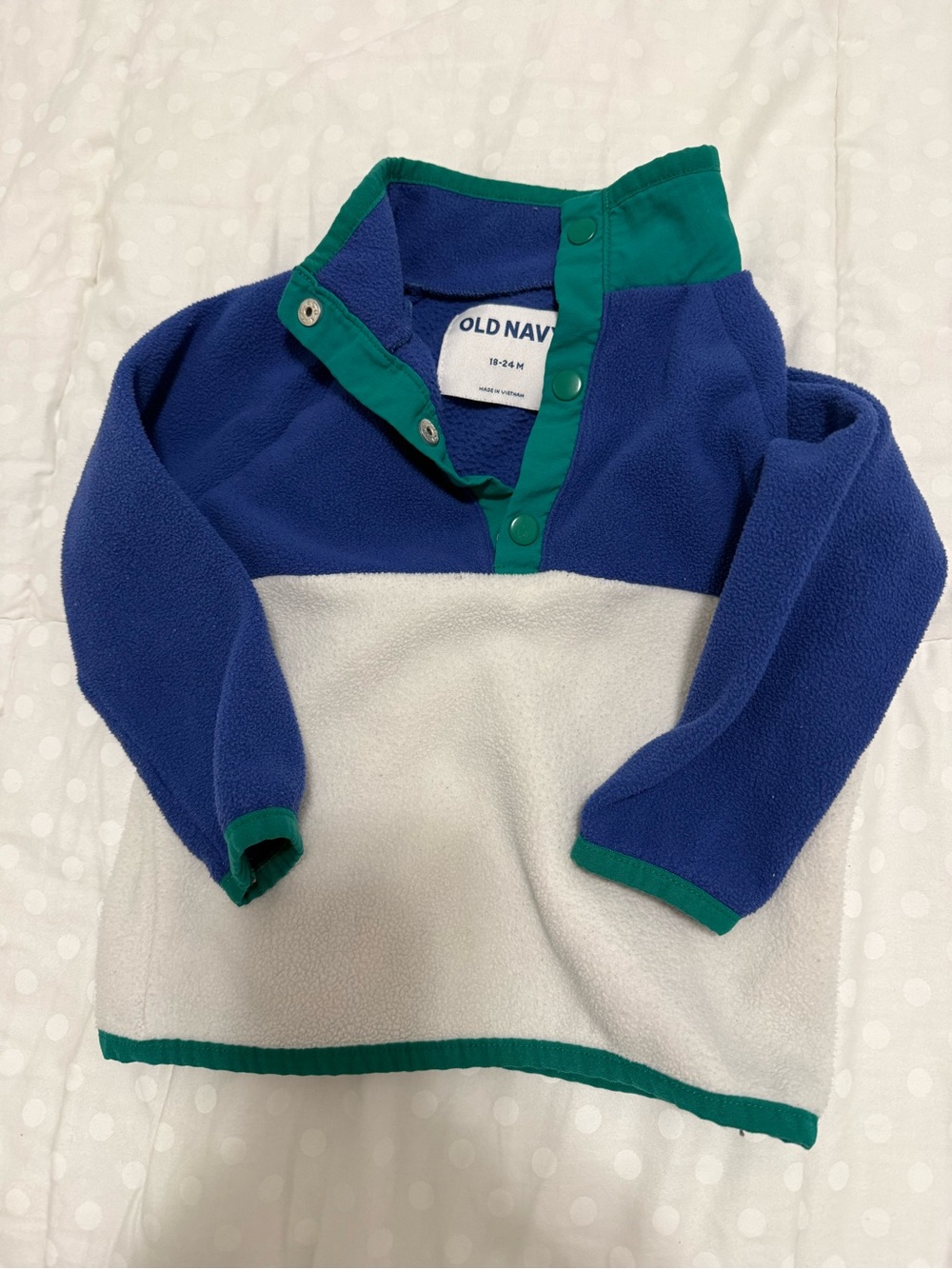 Old Navy Blue, White & Green Snap Pullover Fleece - Kids